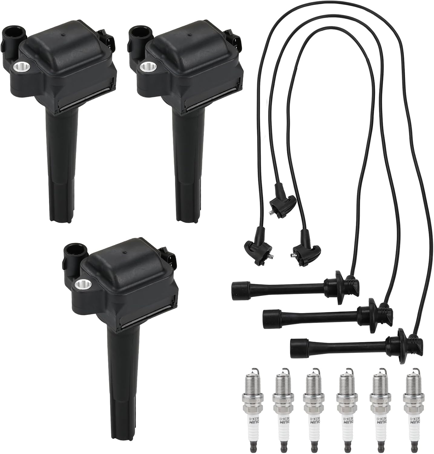 JDMON 3 Ignition Coils with 3 Wire and 3 Iridium Spark Plugs Compatible with Toyota Camry 1996-2001, Sienna 1998-2000, Avalon 1996-1999, Lexus ES300 1996-2001 3.0L Replace UF-155 UF155 9091902215C