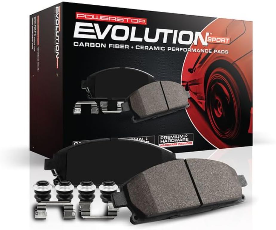 Power Stop Z23-1258 Front Z23 Evolution Sport Carbon Fiber Infused Ceramic Brake Pads with Hardware For Ford Edge, Lincoln MKX, Mazda CX-5, Mazda CX-7, Mazda CX-9 [Model Specific]