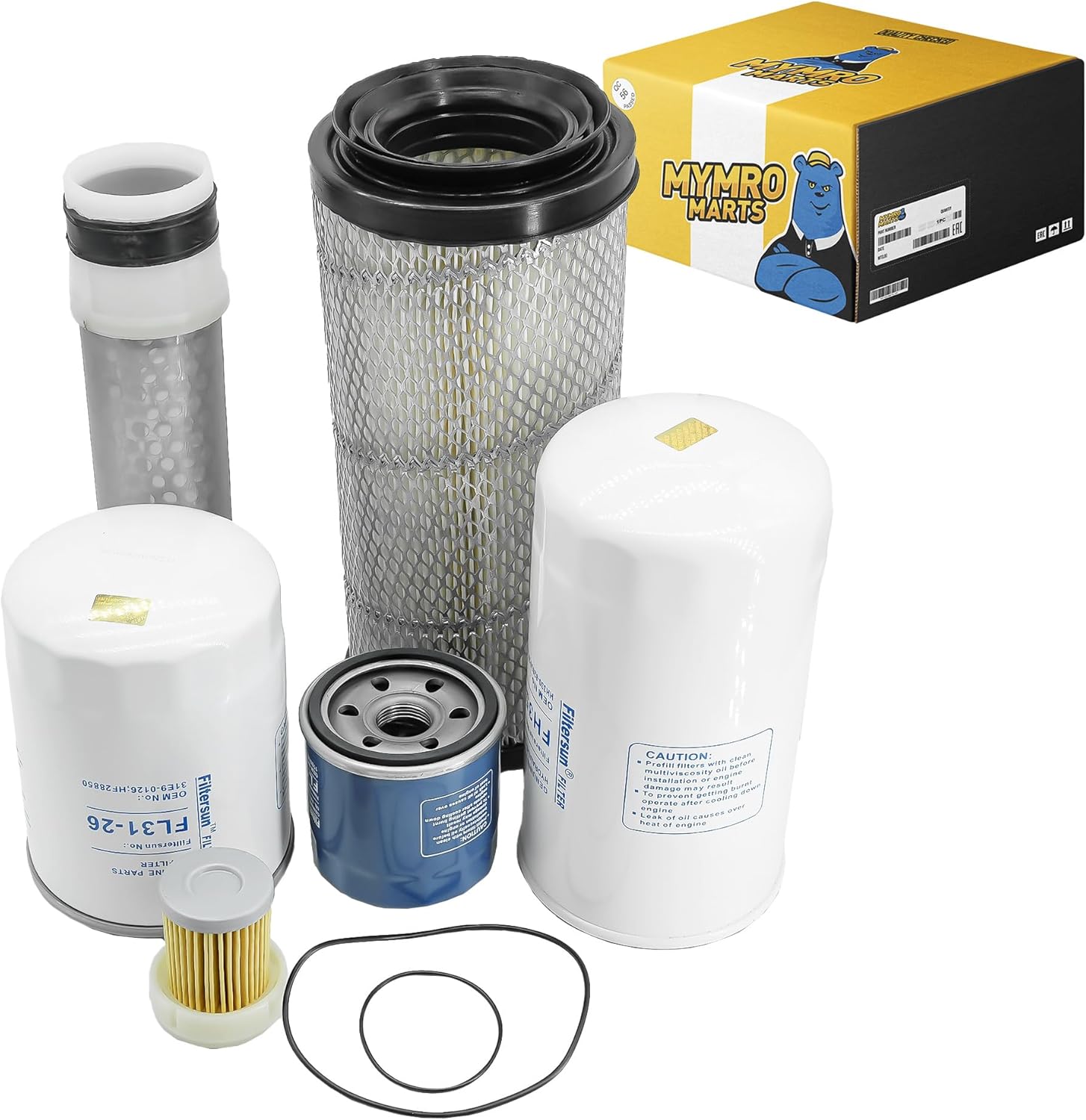 Maintenance Filter Kit Compatible With Mahindra 1626 HST L3 1.3L 1318CC 80.4CID MAM0117 Oil Filter 9806000001 Fuel 10400511200 Outer Air 19690531100 Inner Air 19682581000 Transmisson 19642509000
