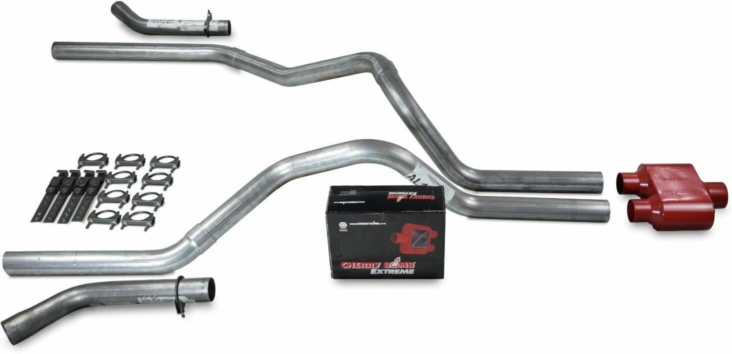 Truck Exhaust Kits - Shop Line dual exhaust system 2.5 AL pipe Cherry Bomb Extreme Corner exit