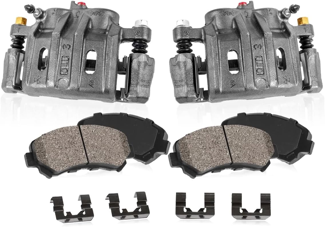 Callahan Brake Parts CCK04805 [2] FRONT Original Brake Caliper Pair + Ceramic Pads + Clips [fit Dodge Durango Jeep Grand Cherokee]