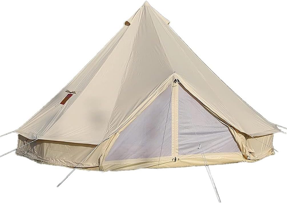 UNISTRENGH Luxury 4 Season Waterproof Cotton Canvas Bell Tent Large Glamping Tent Yurt Teepee with Roof Stove Jack Hole for Camping Hiking Christmas