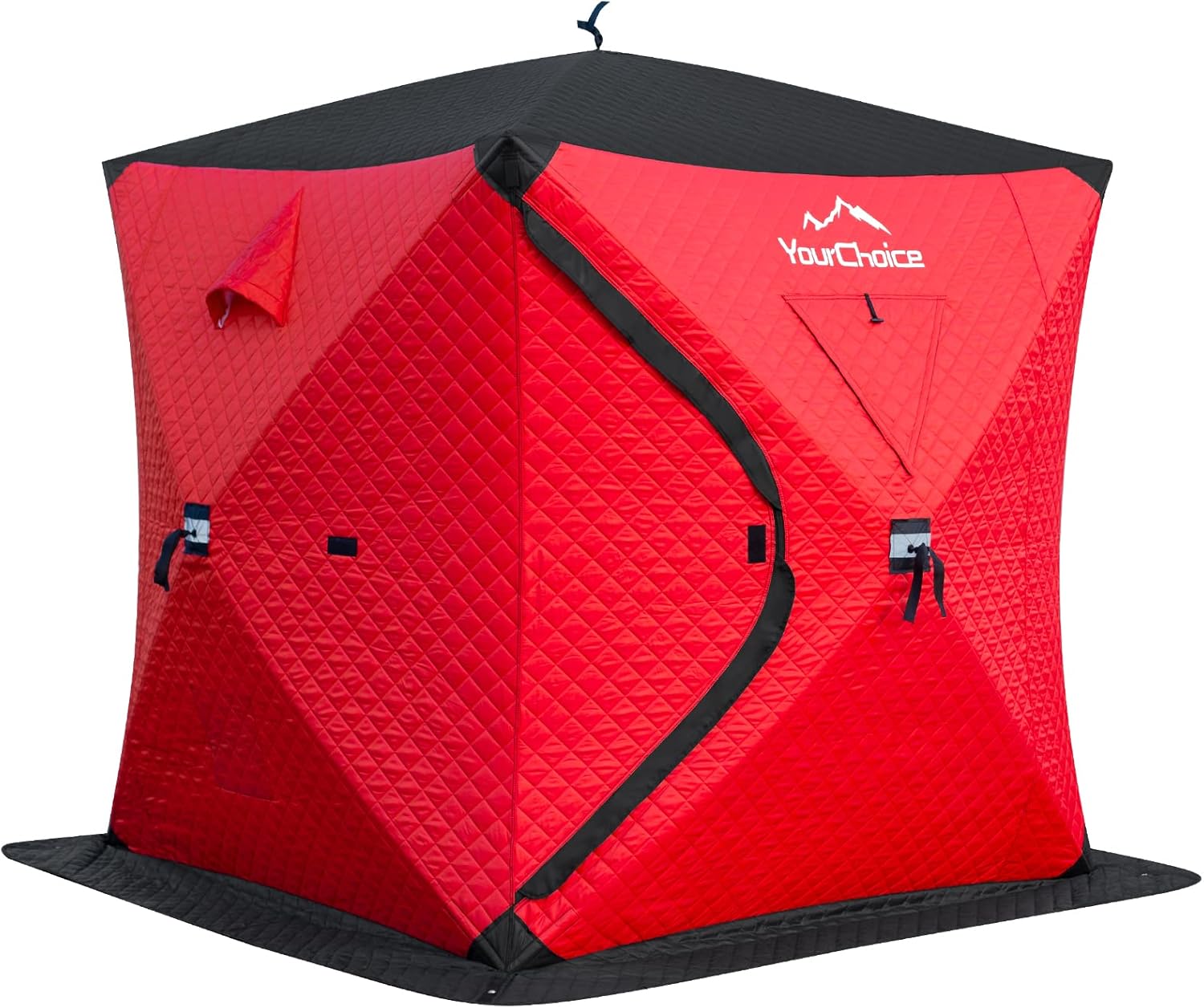 Your Choice Pop Up 3-4 Person Ice Fishing Shelter, Fully Insulated, Windproof and Warm, Function Upgrades Fishing Gear and Equipment
