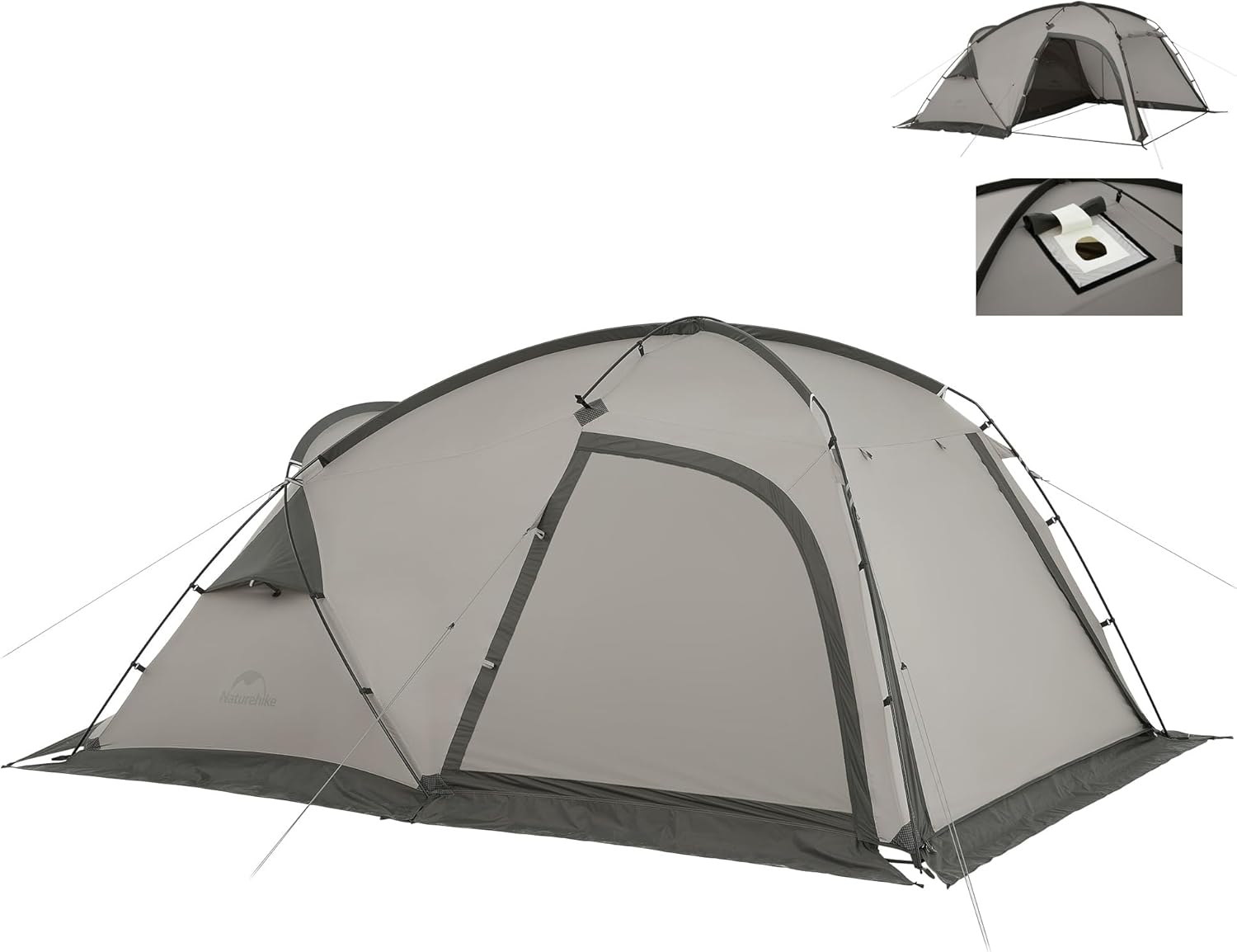 Naturehike Massif 4 Season Beige Windproof Waterproof Polyester Tent, 4 Person, Stove Jack, Camping & Hiking