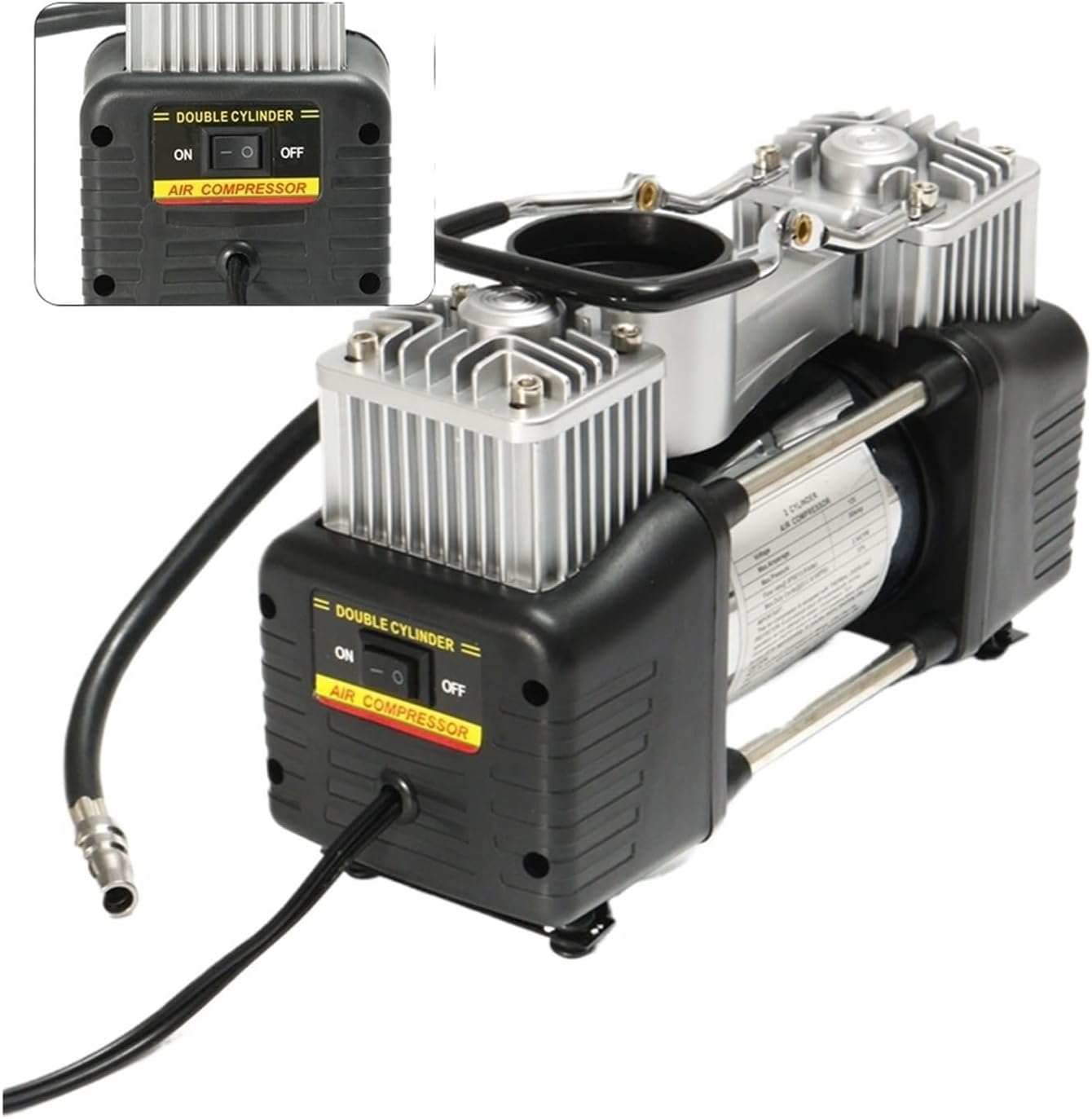150PSI Portable Air Compressor Car Tire Inflator 60L 12V Pump Portable 60L/min Pressure Pump Kit Pressure Pump Dual Cylinder