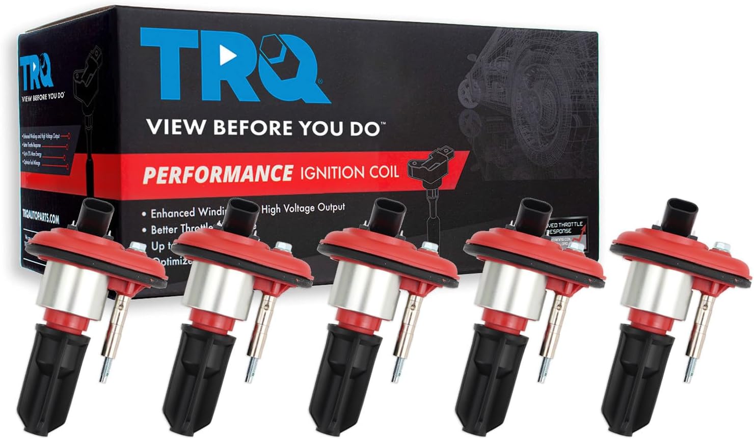 TRQ Performance Ignition Coil Set Compatible with 2004-2006 Chevrolet Colorado GMC Canyon 2006 Hummer H3 Isuzu i-350 2007-2008 i-370