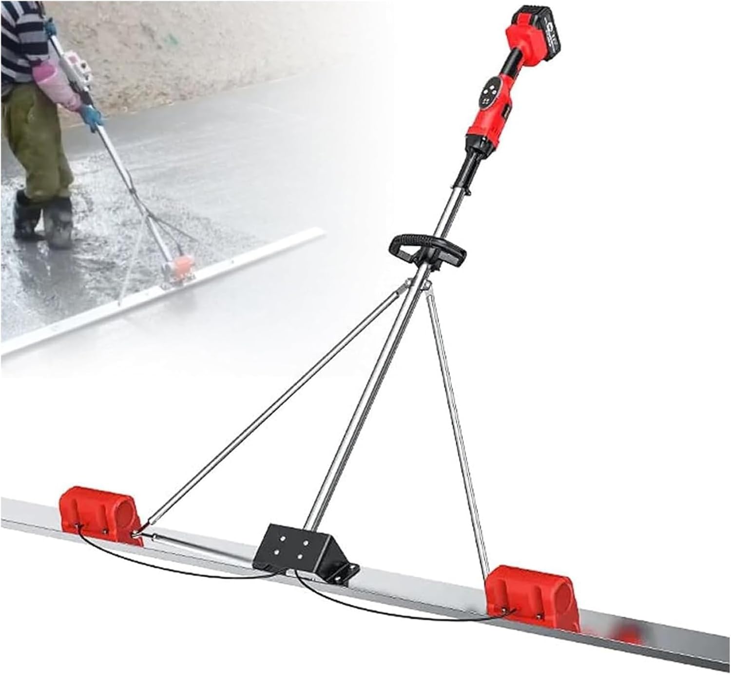 Concrete screed，Concrete float， Concrete Screed Vibration Kit Finishing Tool, Electric Cordless Vibrating Machine,Speed Setting(2battery,2M)