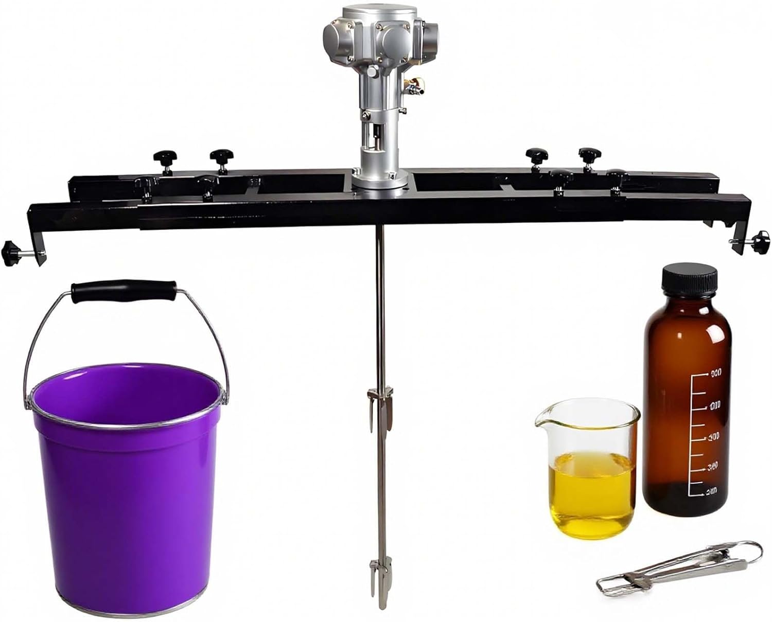 IBC Pneumatic Agitator Air Tank Mixer With Folding Propeller, Support Bracket Paint Mixing Equipment For Ink Resin Solvent Adhesives Chemicals, Heavy Duty Operation(3cylinders)