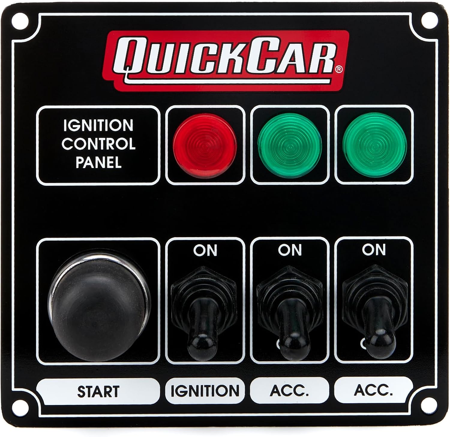 Quickcar Racing Products 50-825 Ignition Panel Black W/2 ACC. & Lights