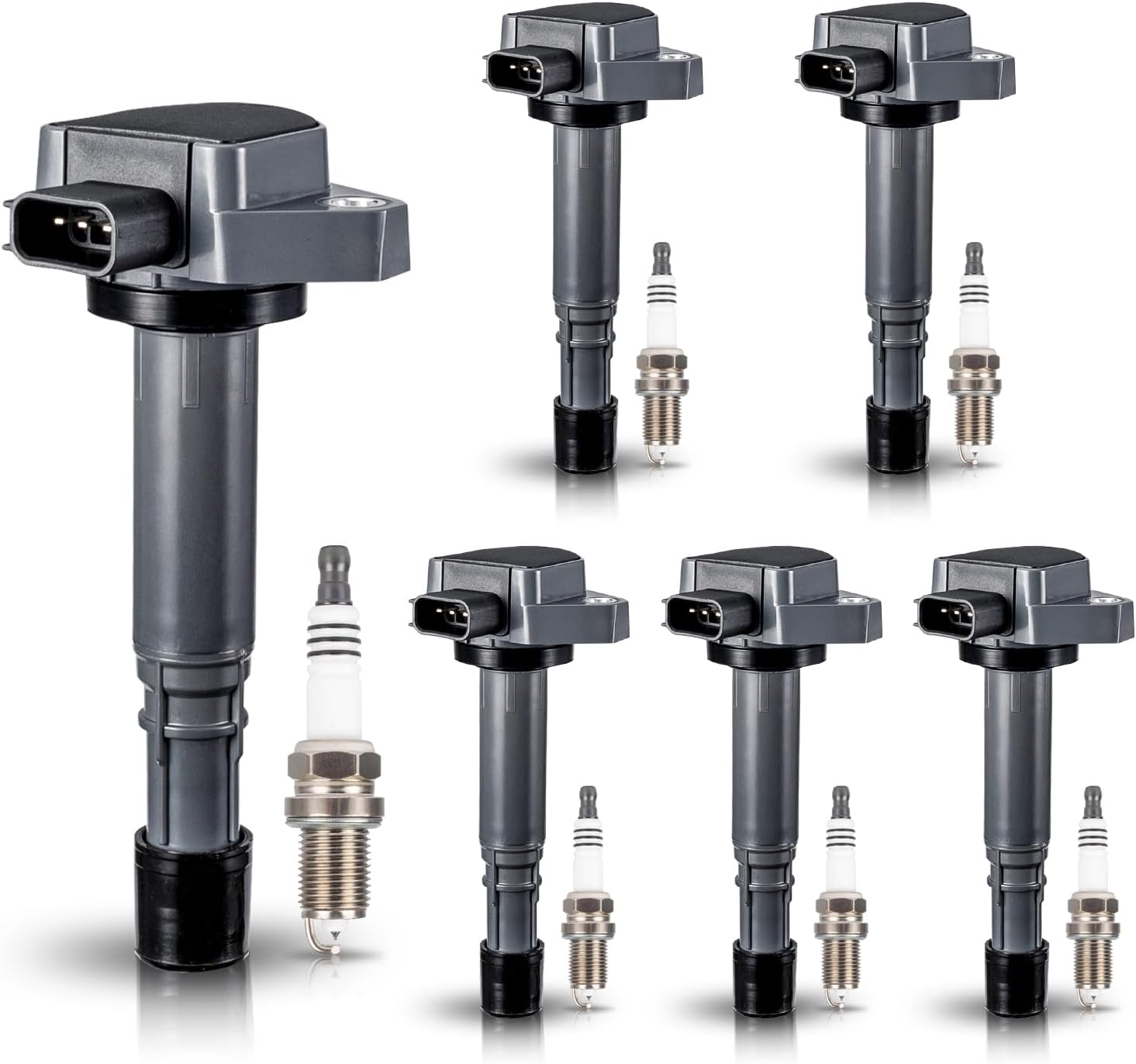 ENA Set of 6 Blue Ignition Coil Pack with Spark Plug 3.5L V6 2001 2002 2003 2004 2005 2006 2007 2008 Compatible with Acura Honda Saturn MDX Pilot Vue Ridgeline Coils Plugs for UF400 UF307 4503 PK16TT