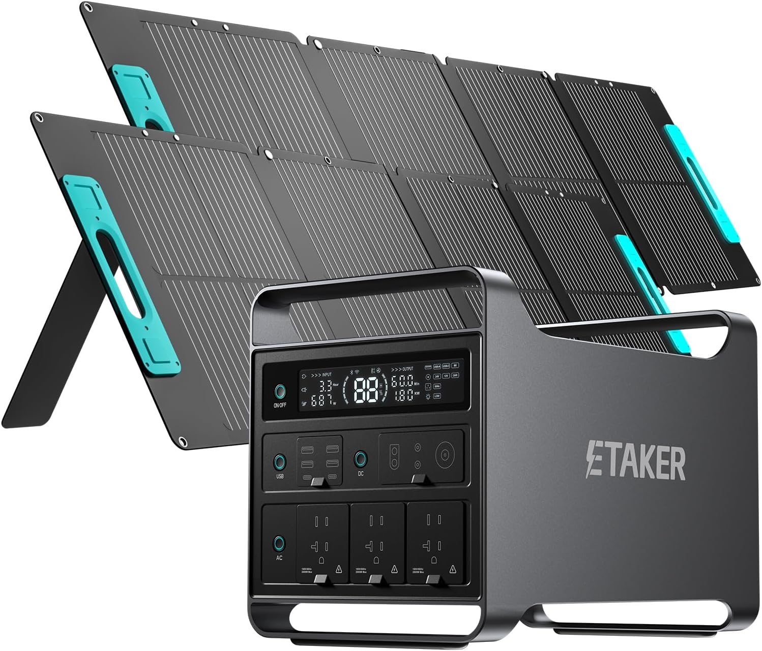 Portable Power Station M2000 with 2x200W Solar Panel 400W, 2008Wh Capacity with 15 Ports, Fast Charging, Solar Generator Expandable for Home Backup, Emergency, Outdoor, RV Travel