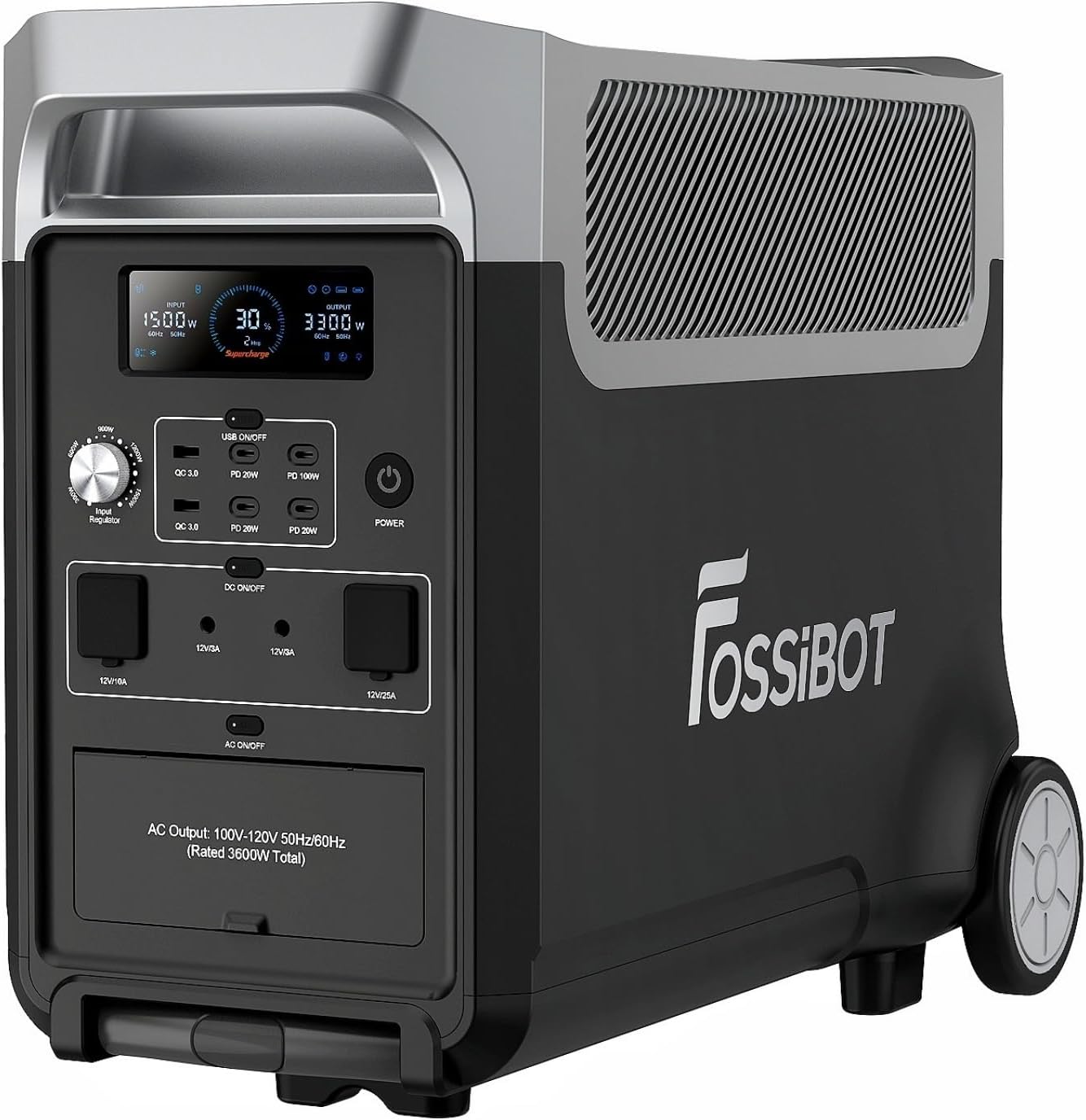 FOSSiBOT F3600 Portable Power Station, 5 x 120 V AC Output 3600 W/3840Wh LiFePO4 Battery Electric Solar Generator for Garage, Home, Off-Grid Living, Camping, RVs, Outdoor Adventures, Power Outages