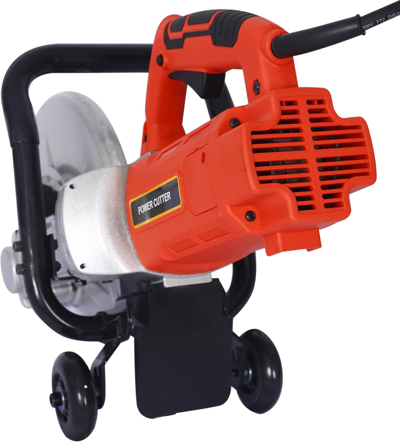 Power Circular Saw Body without Blade Compatible with 14-Inch Blade Wet/Dry Concrete Saw 3000W Electric 4200 RPM Adjustable Angle Water Feed Attachment Guide Roller Max Cutting Depth 5