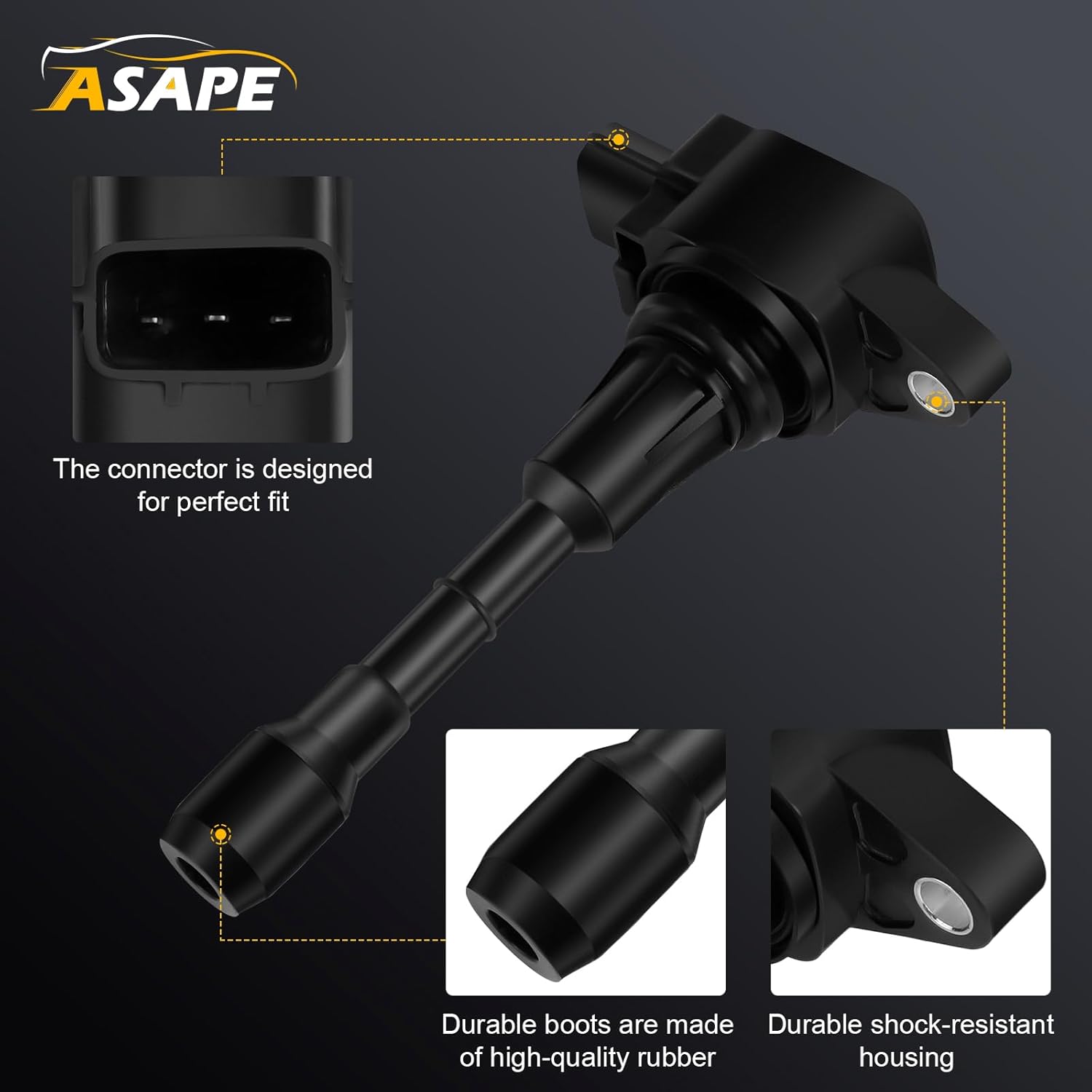 ASAPE 6 Ignition Coil Pack with 6 Spark Plugs for 2013 Infiniti EX37, FX37 (2008-2013), G37 (2011-2013), M37 (2014), Q50 3.7L - Replace UF617