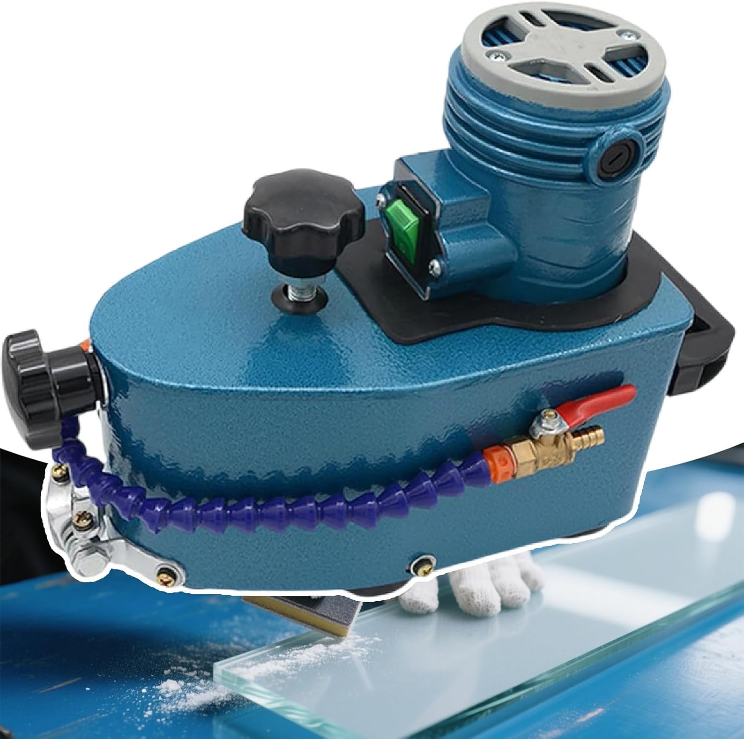 800w Small Glass Edging Machine/Straight Round Bevel Edge Trimmer Grinder, 8000r/Min,1-3 M/Min Grinding Speed,Diy Glass Corner Grinding Edging Machine,With 8 Diamond Wheels green