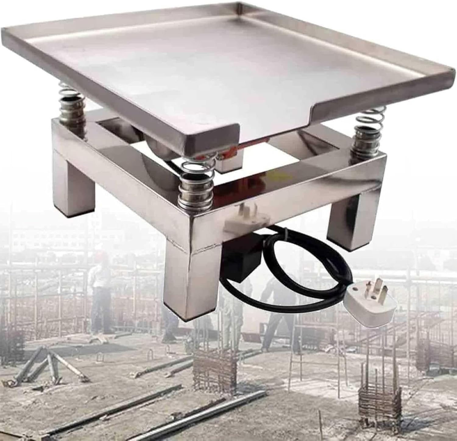 Small Concrete Vibrating Table,Stainless Steel Mini Vibration Table,Cementmortartest Blockvibrationplatform,3000-3600 Times/Minute,for Industry,Experiment,Construction 50 * 50cm-110V