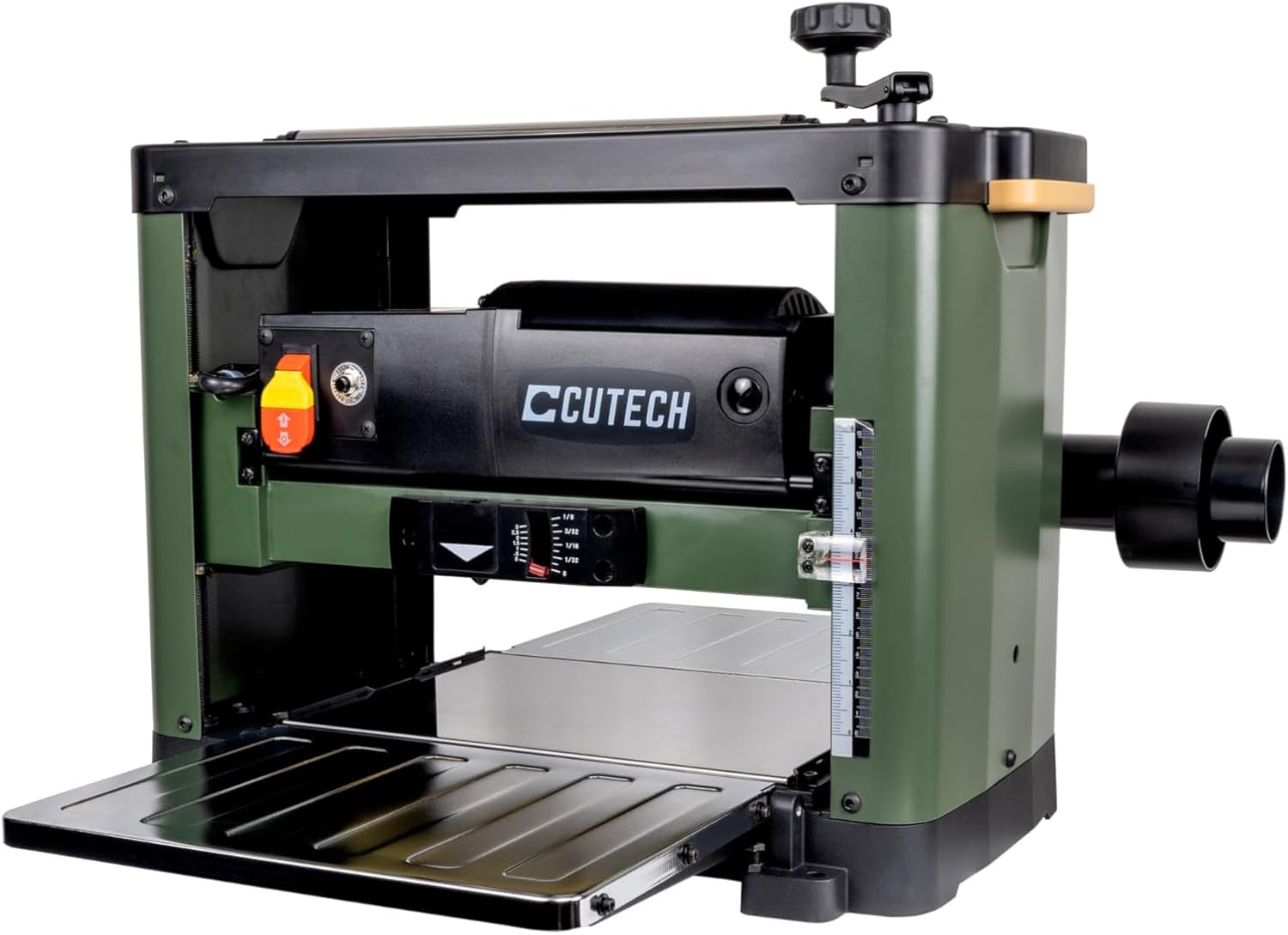 Cutech 40800H 13-Inch Spiral Cutterhead Benchtop Planer with 26 Tungsten Carbide Inserts, 2-Speed Feed Rate, Snipe Minimizer, and Board Return Rollers (13-Inch 2-Speed (Rifle Green))