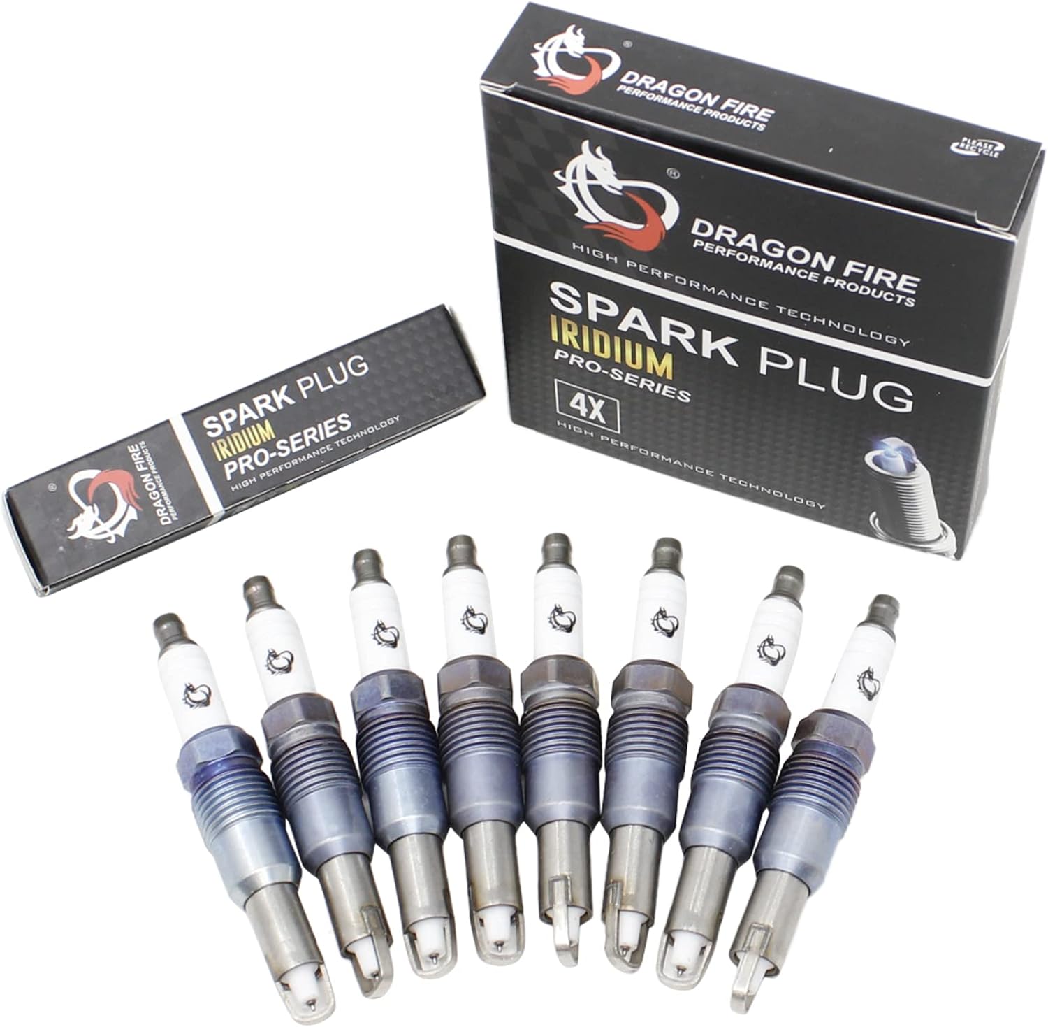 DRAGON FIRE PERFORMANCE 8pc IRIDIUM Ignition Spark Plug Set Compatible with Ford 2004-08 F150 F250 F350 Truck Expedition Navigator 5.4L 4.6L V8 SP515 SP546 SP-515 SP-546 Oem Fit DFSP1004x8