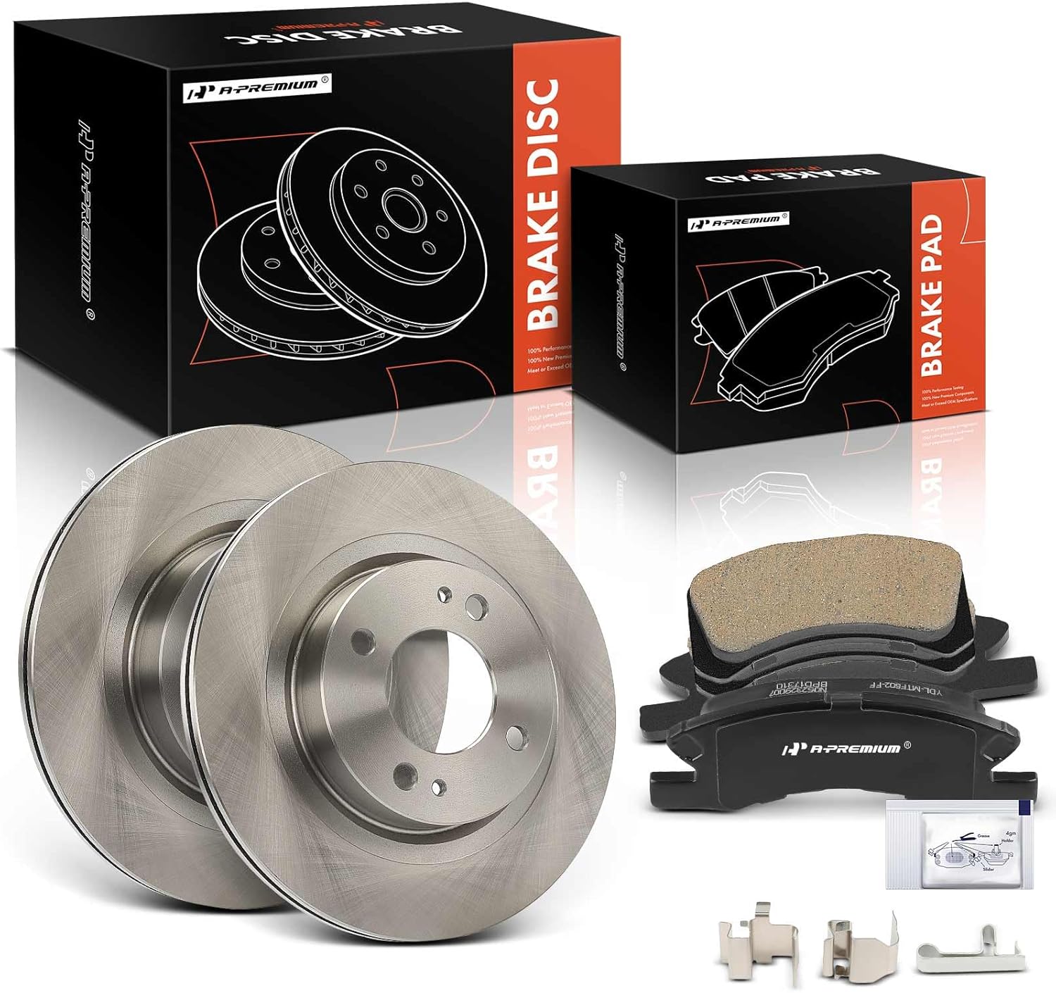 A-Premium 9.88 inch (251mm) Front Vented Disc Brake Rotors + Ceramic Pads Kit Compatible with Select Mitsubishi Models - Mirage 2017-2022, Mirage G4 2017-2022, 6-PC Set