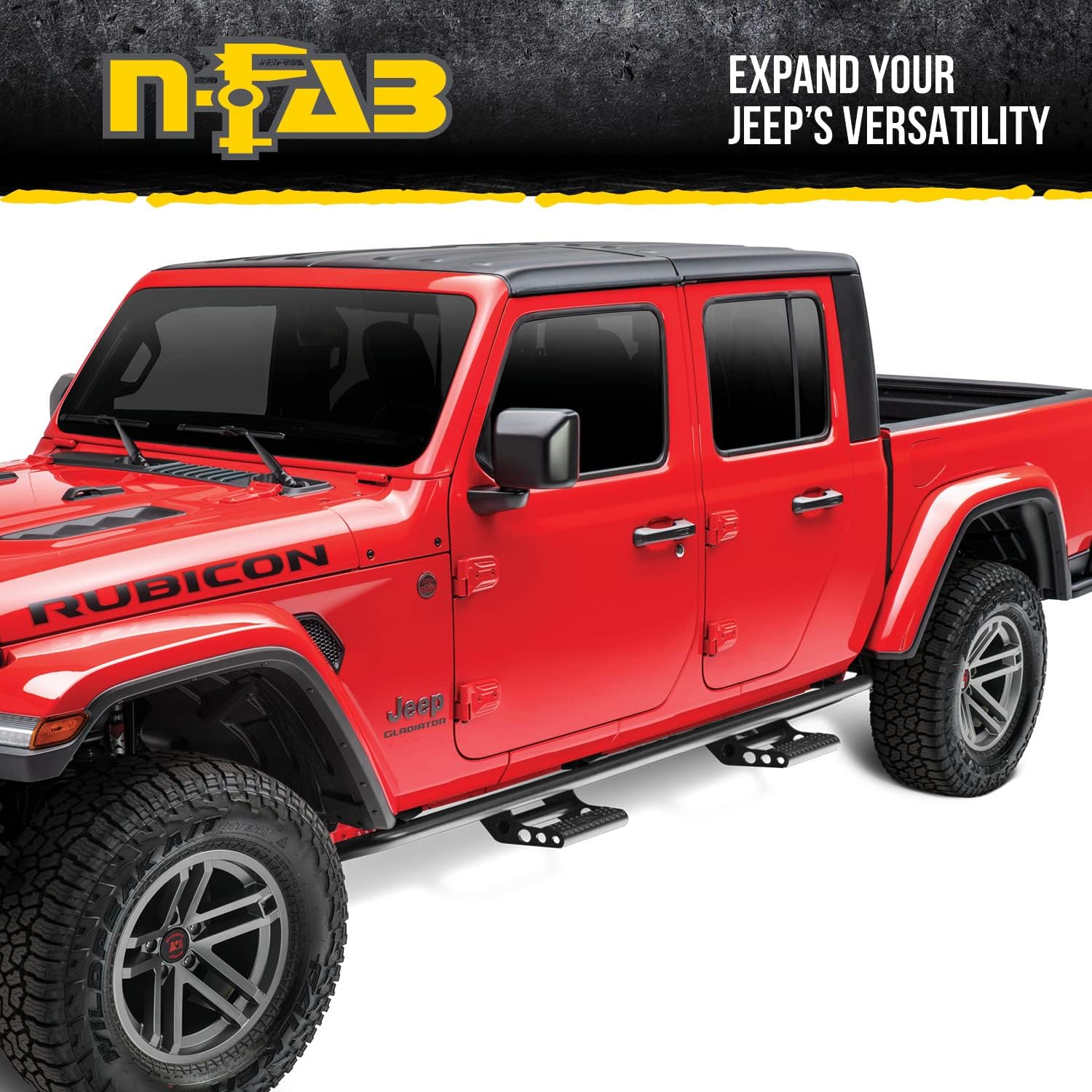RealTruck RKR Rails for Jeep Wrangler JKU | Cab Length, Tubular Steel, Textured Black | J074RKR | Fits 2007-2018 Jeep Wrangler JKU 4-Door All, SRW Gas