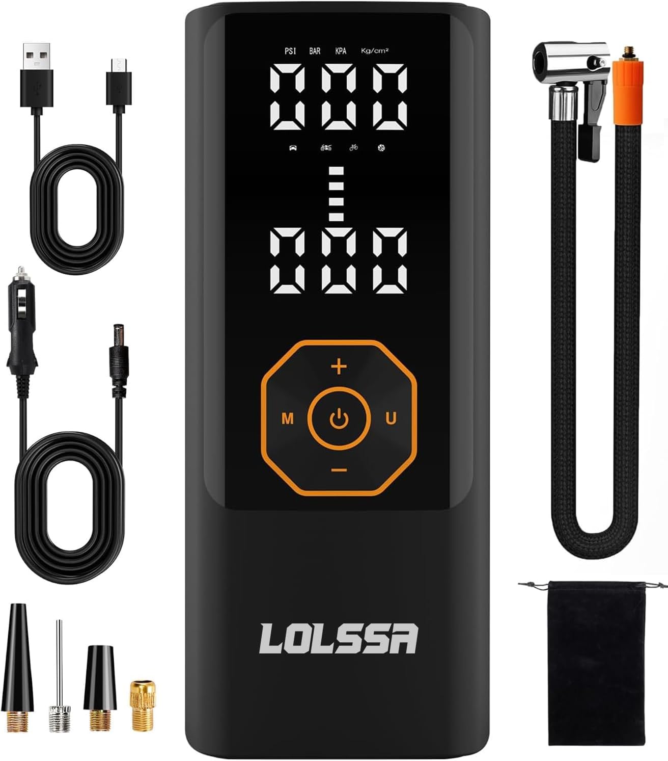 Tire Inflator Portable Air Compressor-Air Pump 150PSI Cordless Electric for Car, Motorcycle, Bike, Ball, with Tire Gauge Pressure, Dual-Use Type (Orange)