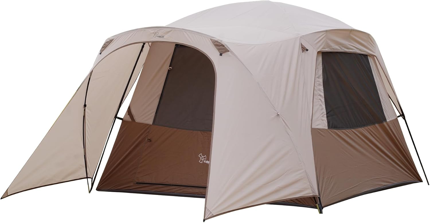 Vidalido 3-4 Person Tent with 1 Mesh Door and 2 Large Mesh Window, Double Layer Waterproof Portable Family Cabin Tent, 4 Person Tents for Outdoor Camping Hiking
