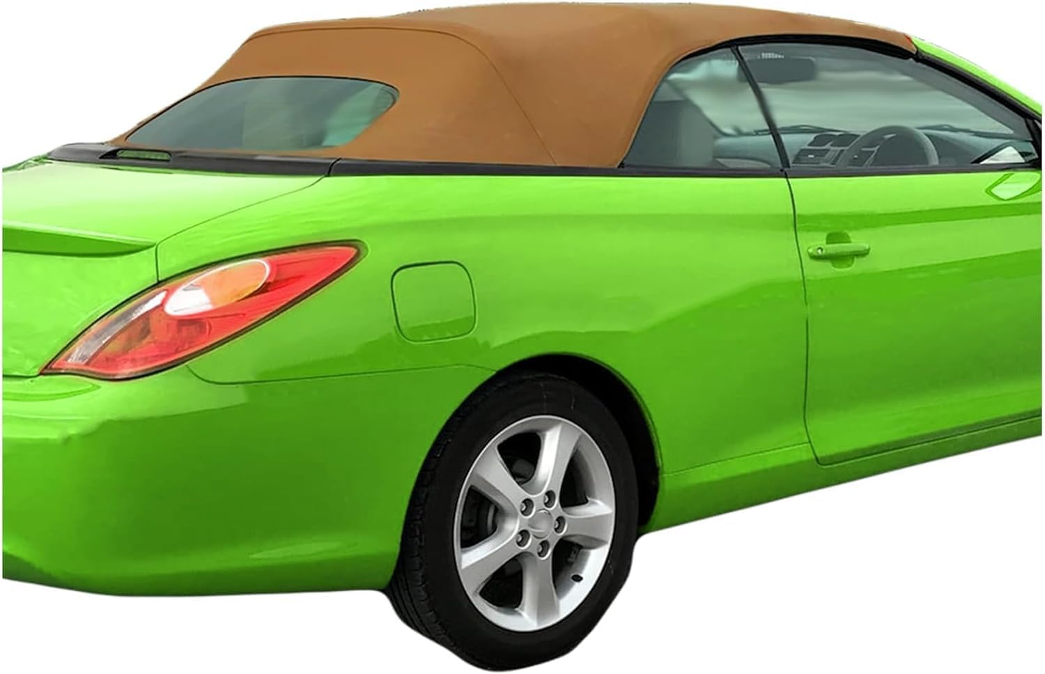 HECASA Convertible Soft Top Compatible with 2004-2009 Toyota Solara W/Heated Glass Window, Brown Cabrio Soft Roof Replacement Premium Grade Sailcloth Vinyl+Glass