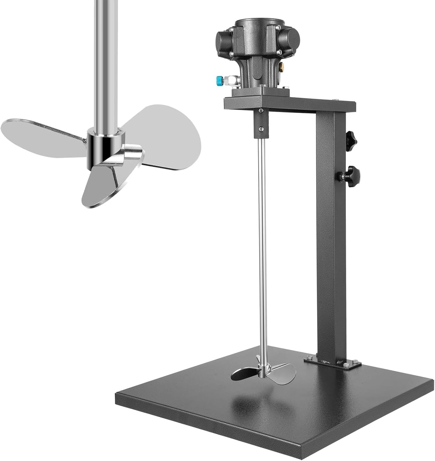 Pneumatic Paint Mixer Machine, 5 Gallon Air Paint Agitator Blender with Stand, Height Adjustable, Barrel Drum Bracket Cement Stirring Machine, Coating Mixing Tool for Ink Dye Chemicals