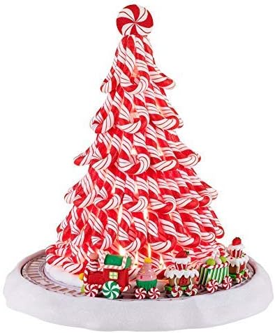 Mr. Christmas 22821 Peppermint Tree with Train Holiday Decoration, One Size, Multi