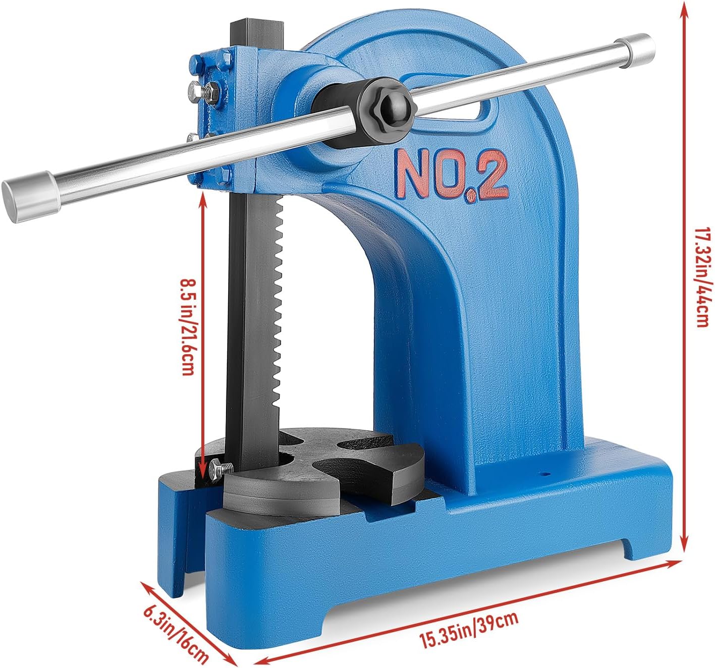 2 Ton Arbor Press Heavy Duty Manual Desktop Arbor Press for Metal forming Plastics Cutting, Hole Punching, Blue (Blue, 2 TON)