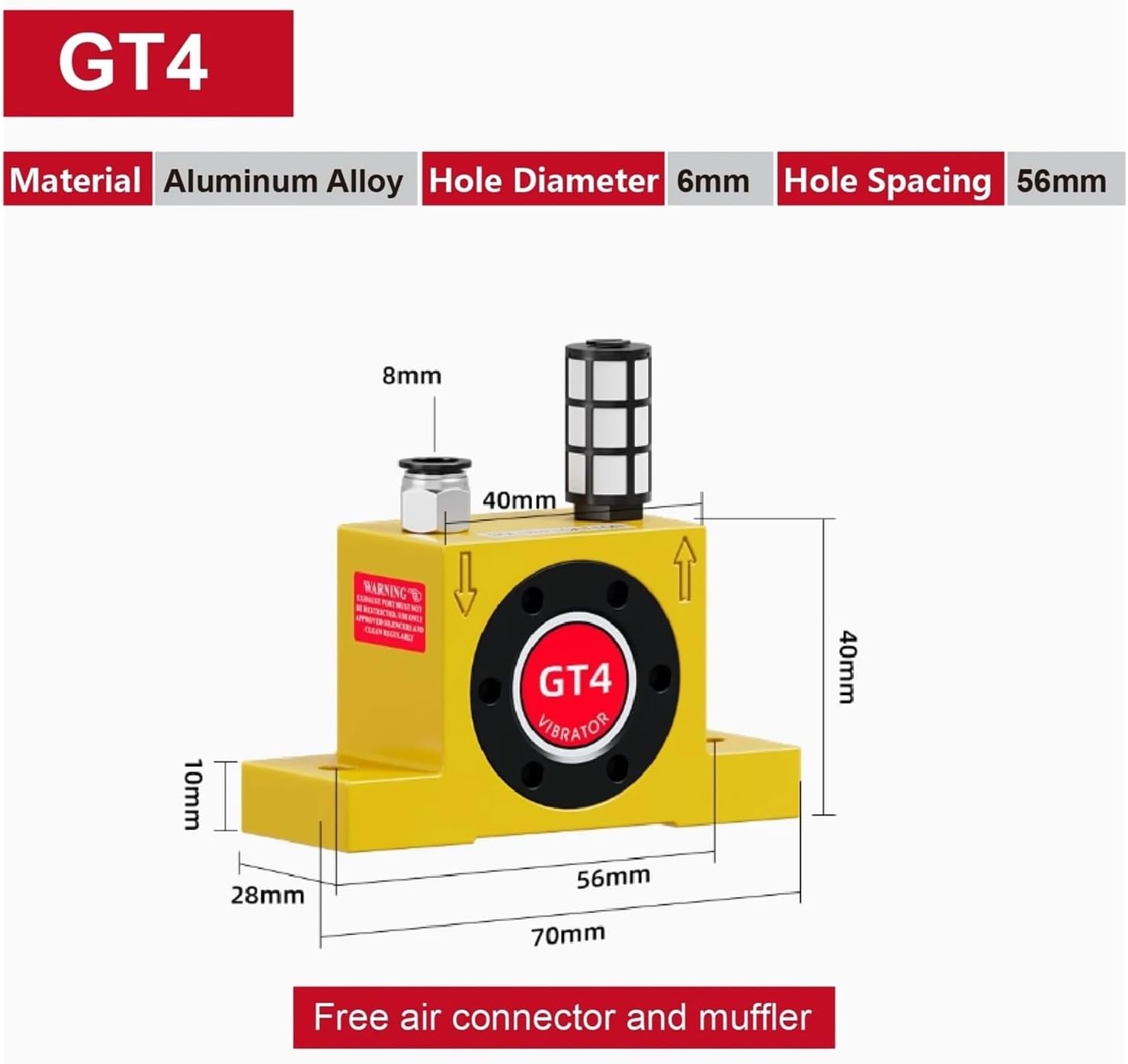 Pneumatic Vibrator Pneumatic Vibrator GT4 GT6 GT8 GT10 GT13 GT16 GT20 GT25 GT30 for Hopper Silo Industrial Use(GT-40)