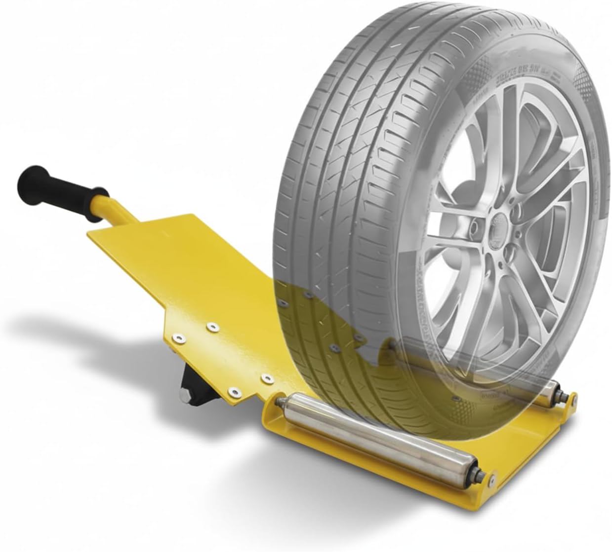 Portable tire Lifting Tool & Tire Jack Tool - Retractable Handle Tire Mounting Aid with Rollers - Effortless Car, Truck, SUV Tire Changing Tool - Up to 120 lbs Wheel Install & Removal