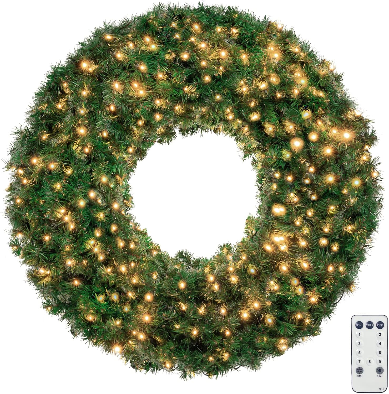 Large Outdoor Christmas Wreath, DECSPAS 5FT 60 inch Wreaths with 270 Color Lights, Pre-lit Plug-in Xmas Wreath, Christmas Decorations with 9 Modes Lights Remote Adapter for Home