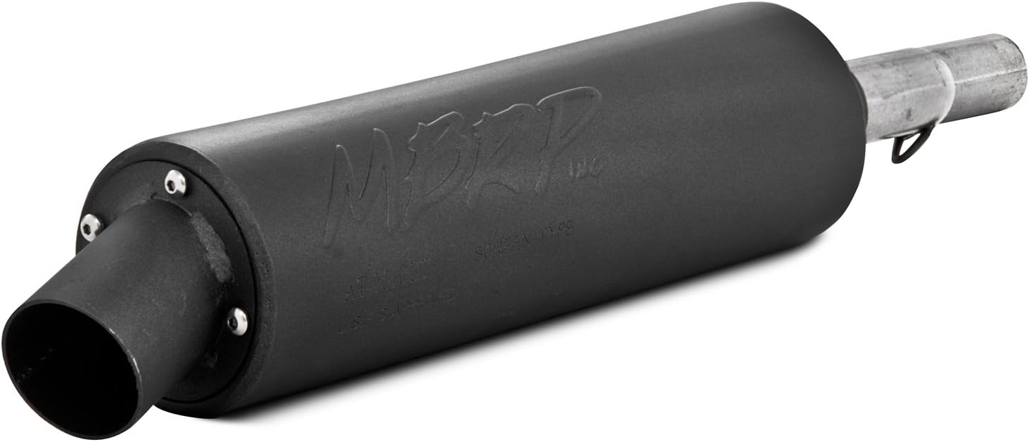 MBRP Direct Replacement Slip On Exhaust Muffler Made of Black-Coated Aluminized Steel | Fits Yamaha YFM Moto-4 200/Moto-4 225/Tri-Moto 225 1985-1990 | Mild Sound | AT-7401
