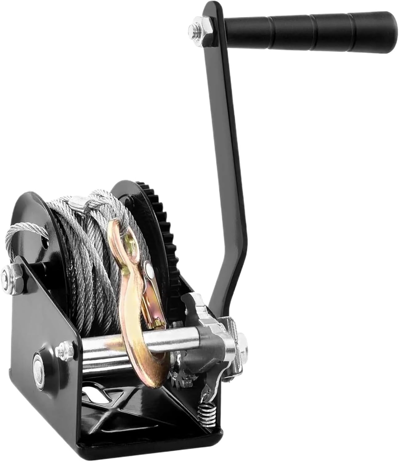Hand Winch Heavy Duty Rope Crank with 33 ft Steel Wire Cable and Two-Way Ratchet for Trailer Boat or ATV Towing for Boat Trailer