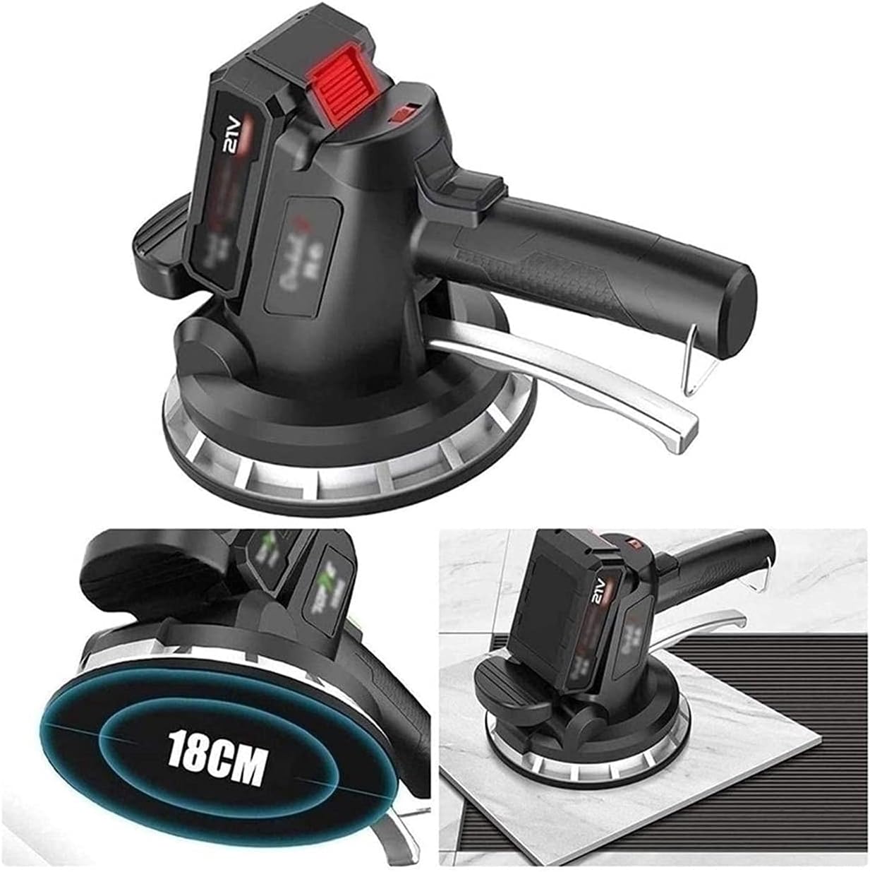 Portable Tiling Machine, Rechargeable Electric Automatic Leveling Machine, Tile Adsorption Vibrating Hammer Maximum 320 Kg for Tiles and Tiles Leveling