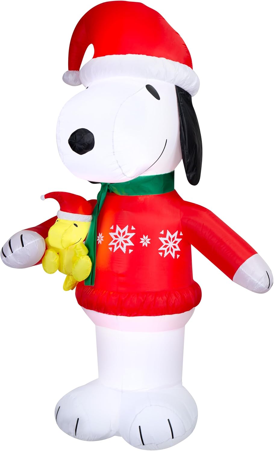 Gemmy Christmas Airblown Inflatable Snoopy in Snowflake Sweater Peanuts, 8 ft Tall, Multicolored
