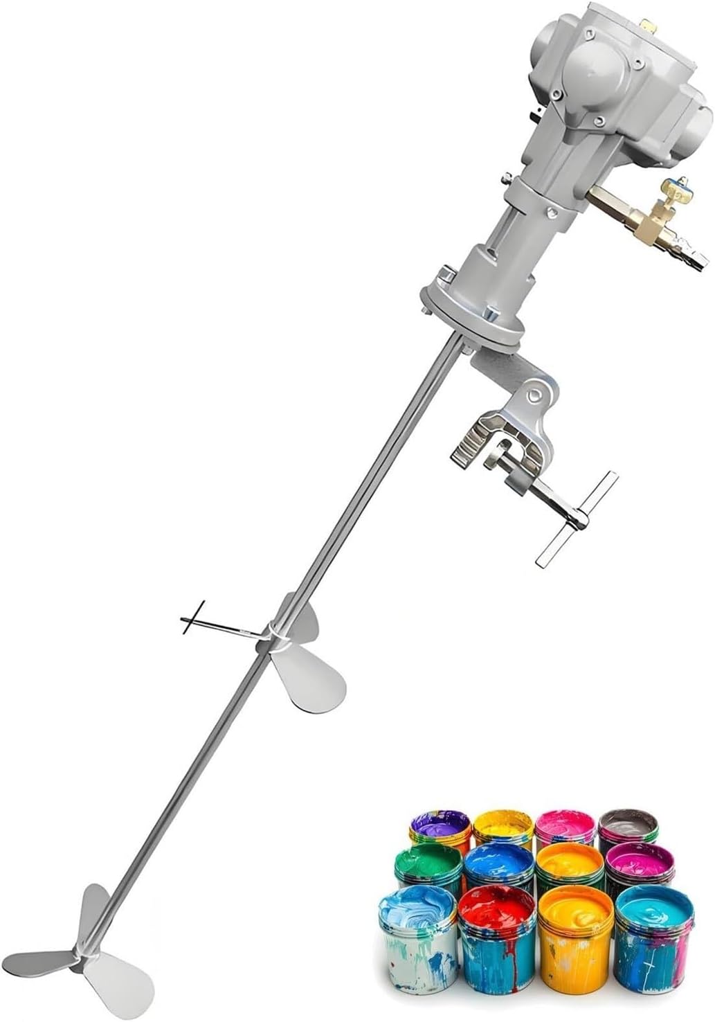 Pneumatic Paint Mixer 55 Gallon, 1/2HP Pneumatic Tank Mixer Machine, Clip Mount Barrel Paint Mix Tool for Industry