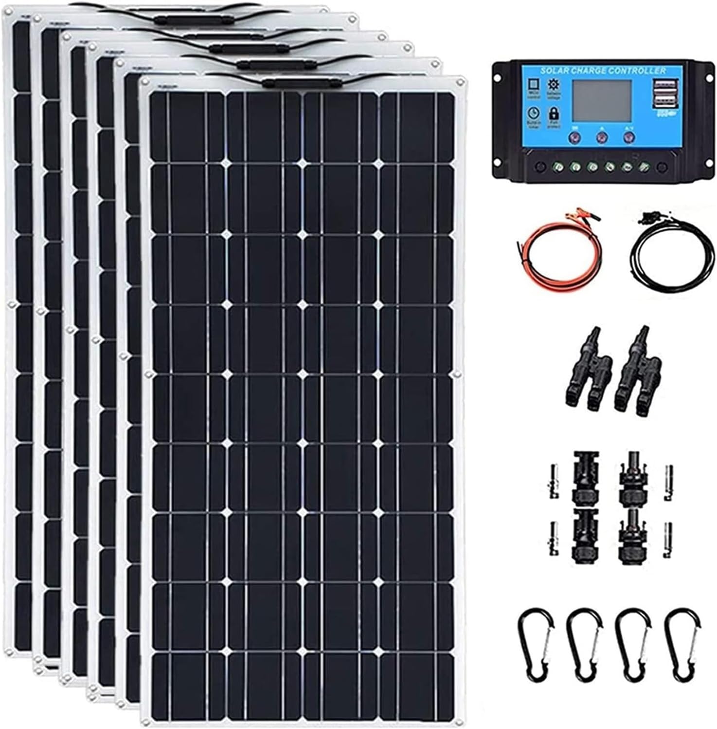 Solar Panel,Solar Battery Charger, Flexible Solar Panels Solar Systems Kit Monocrystalline Solar Cell Module for Off Grid Battery Charger(6x300W)