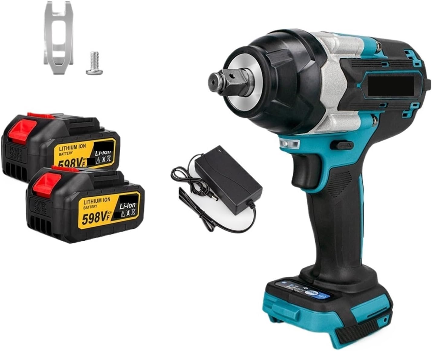 Impact Driver Cordless Impact Wrench High Torque Brushless Electric Wrench 1/2Inch Rechargeable Car Repair for 18V Battery Power Tools(2x Battery Set)
