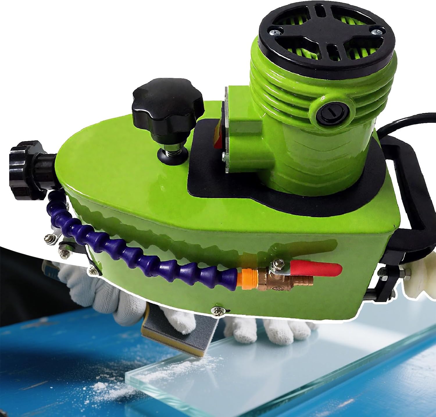 800w Small Glass Edging Machine/Straight Round Bevel Edge Trimmer Grinder, 8000r/Min,1-3 M/Min Grinding Speed,Diy Glass Corner Grinding Edging Machine,With 8 Diamond Wheels green
