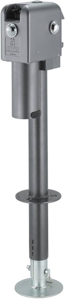 Husky Towing 87247 Brute Electric Trailer Tongue Jack 4500 lb Capacity 18 Inch Travel 6 Inch Drop Down Leg 3 LED Work Lights Bolt-On Gray