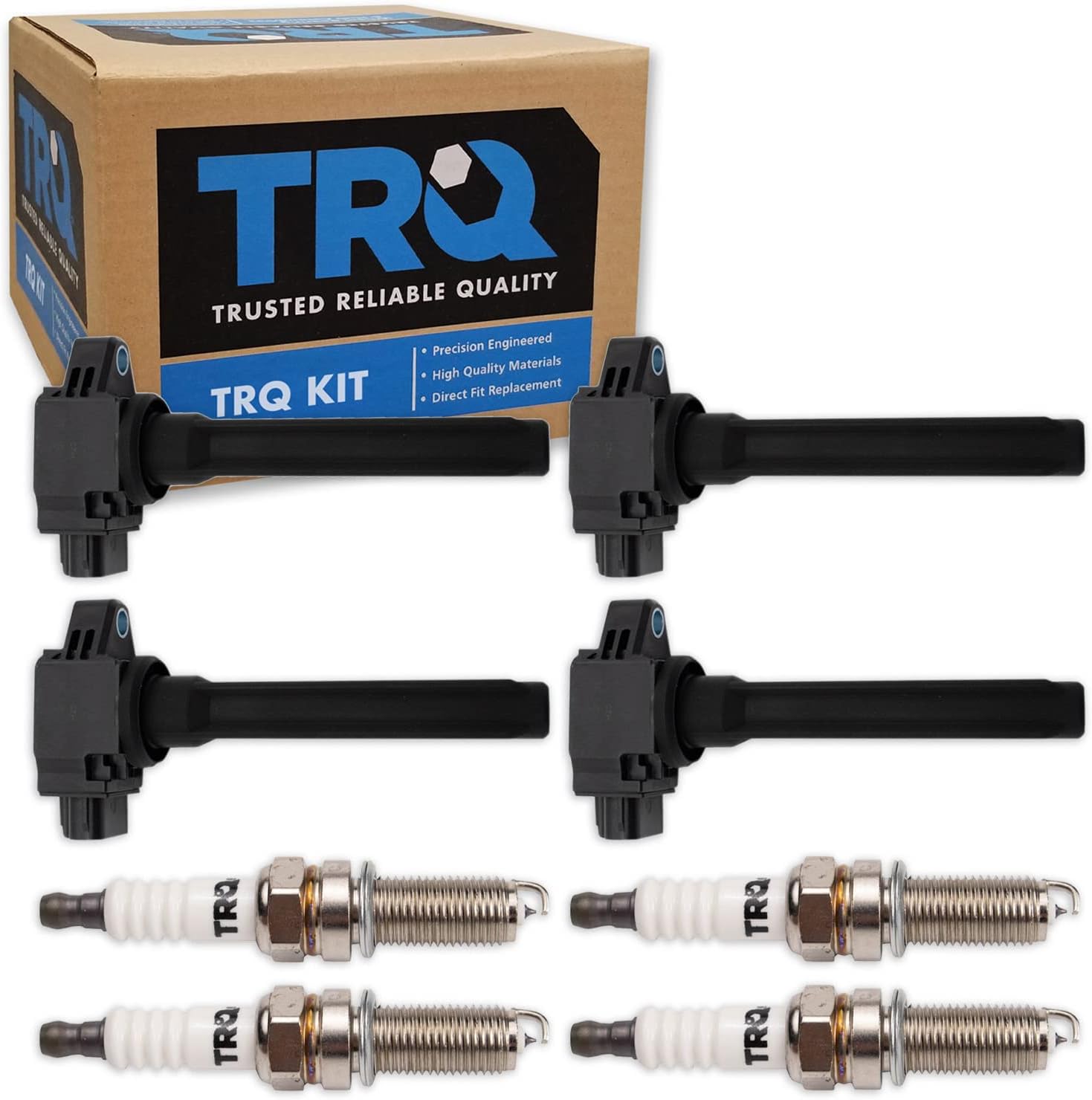 TRQ Ignition Coil and Spark Plug Kit 8 Piece Iridium Spark Plugs Compatible with 2014-2019 Mitsubishi Outlander