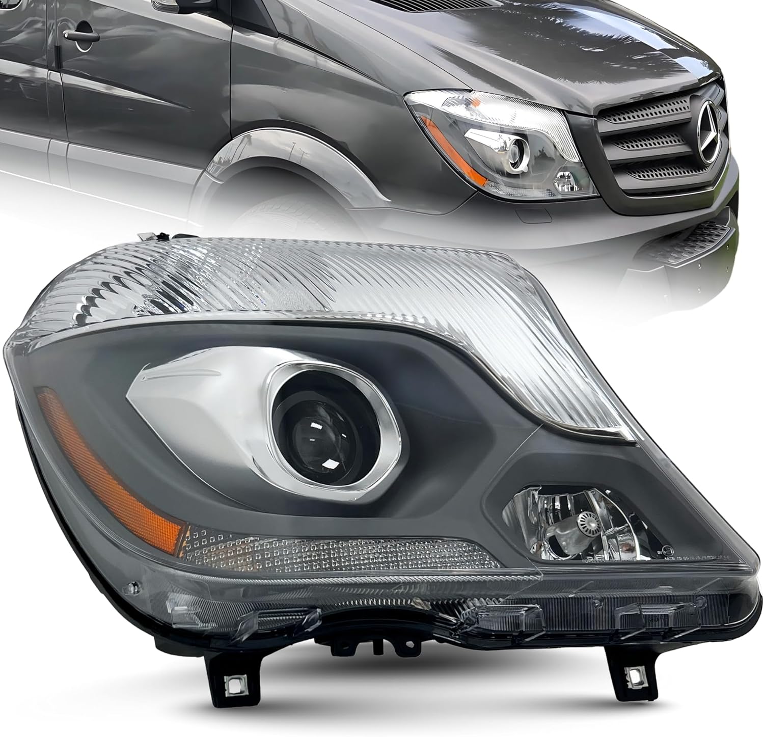 ALLIGATOR AUTO LIGHTS Headlight Assembly Compatible with Mercedes Sprinter 2014 2015 2016 2017 2018 HID Xenon Projector Headlamp Right/Passenger Side
