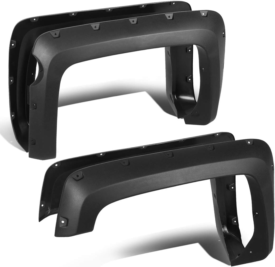 Auto Dynasty Wheel Fender Flares Cover Kit 4Pcs Pocket-Riveted Style Paintable Compatible with Chevy Silverado 1500 5.8Ft Fleetside Short Bed 2014-2018, Front and Rear, Smooth Textured Black