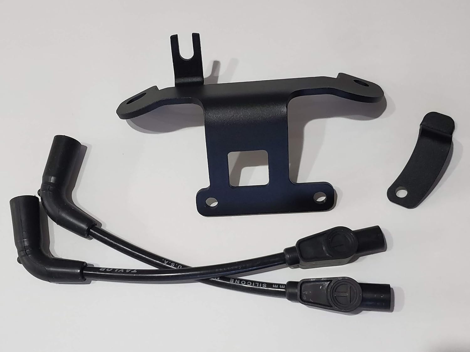 JBSporty ♤ Coil Relocation and ignition Bracket with Black Genuine Taylor Wires To fit Harley Davidson 04-06 Sportster, 883 1200 ♤