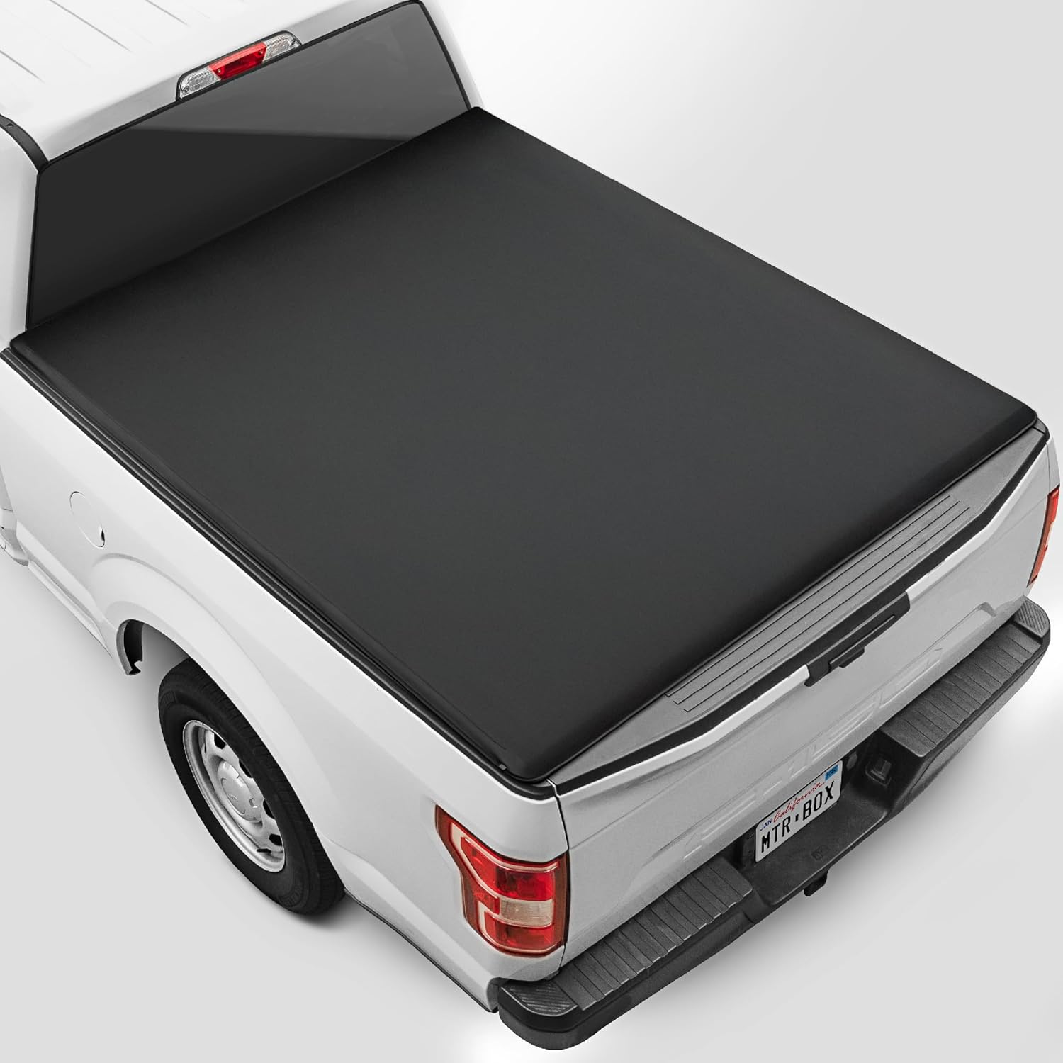 US Flag Truck Tonneau Cover for Nissan Frontier 2005-2025 5 ft Bed Length (Extra Short Bed), Soft Roll-Up All-Weather Retractable Truck Bed Cover with Black/Gray Flag