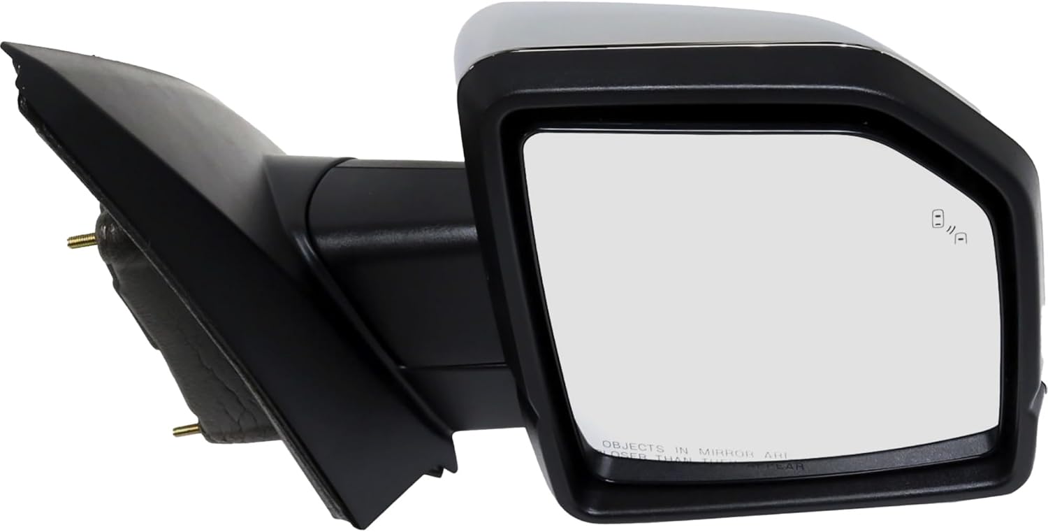 Kool Vue Mirror Compatible with Ford F-150 2015-2018 Passenger Side With Heated Power Folding Blind Spot Detection in Glass In-housing Signal Light Puddle Light