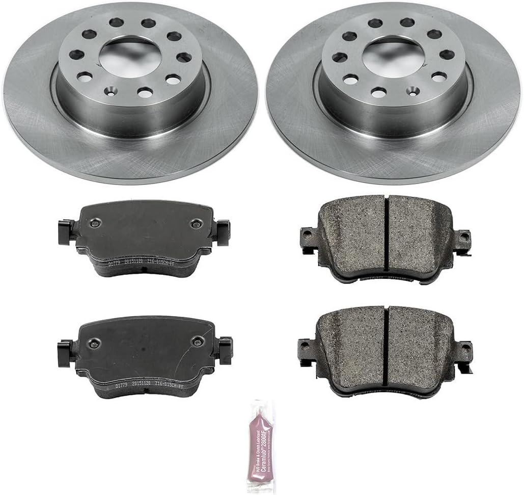 Autospecialty Power Stop KOE7053 Autospecialty Rear Replacement Brake Kit-OE Brake Rotors & Ceramic Brake Pads For VW GTI, VW Golf, VW Golf Alltrack, VW Golf SportWagen, VW Passat [Model Specific]