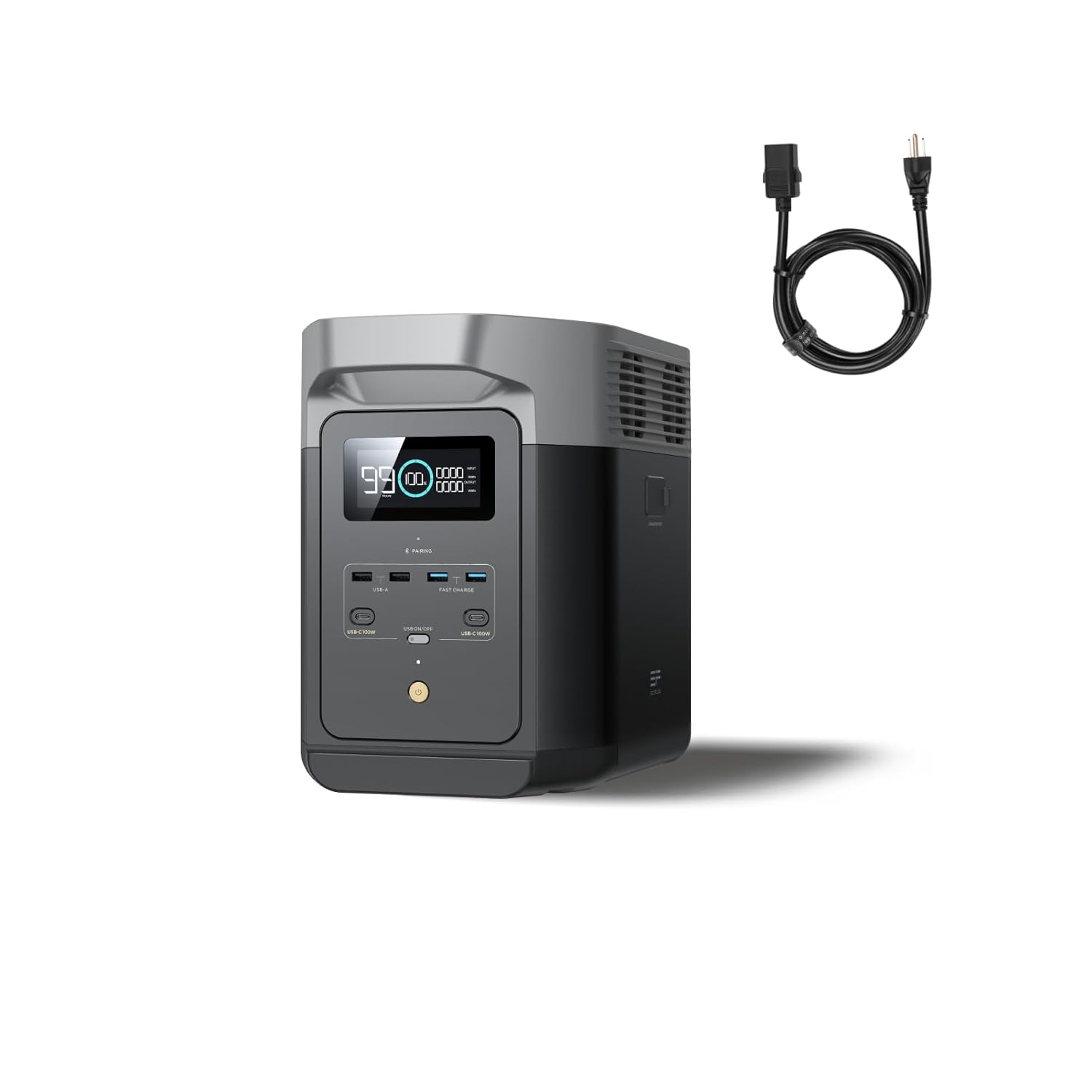 EF ECOFLOW Portable Power Station DELTA 3 Plus, 1024Wh LiFePO4 (LFP) Battery, 1800W AC/140W USB-C Output, Solar Generator (Solar Panel Optional) for Home Backup, Camping&RV